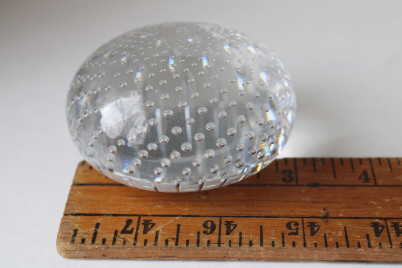 photo of vintage controlled bubbles crystal clear paperweight, so sparkly!  #4